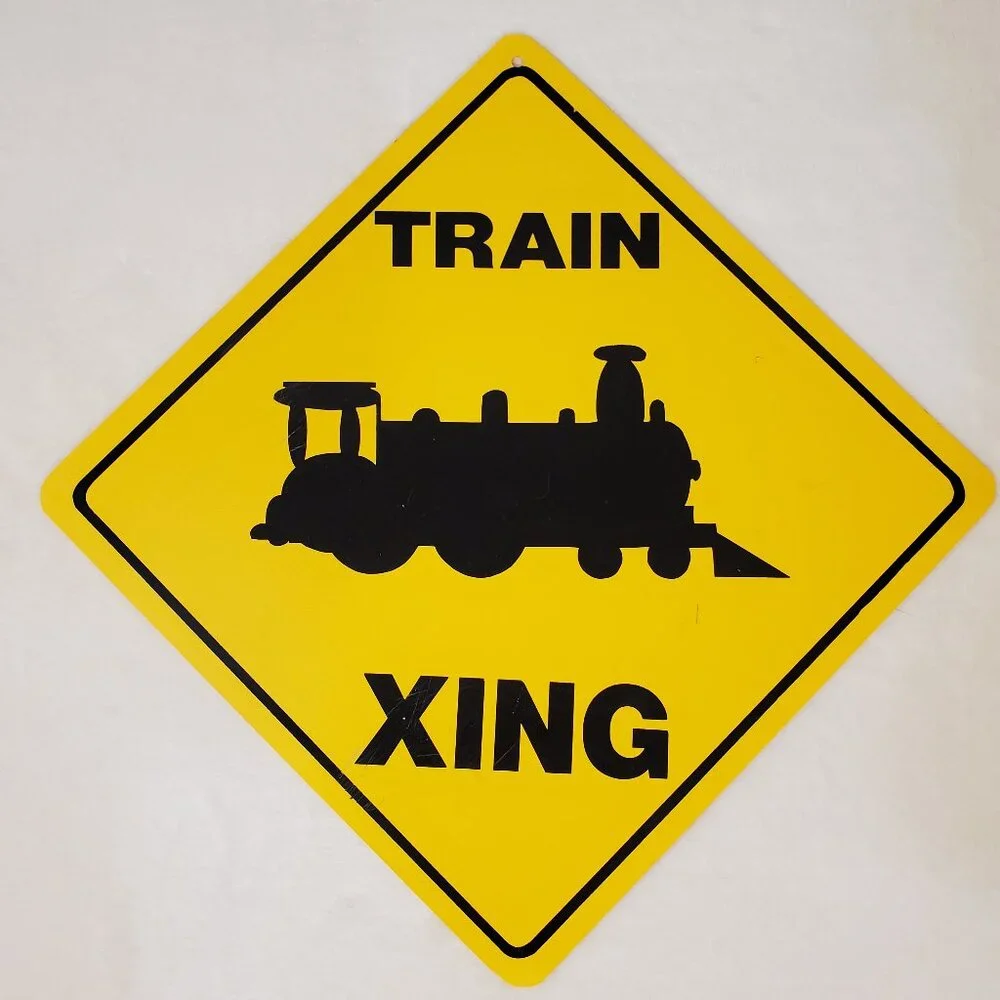 Train Crossing Sign TRAIN XING Kids Boys Room Wall Decor Train Party Decorations